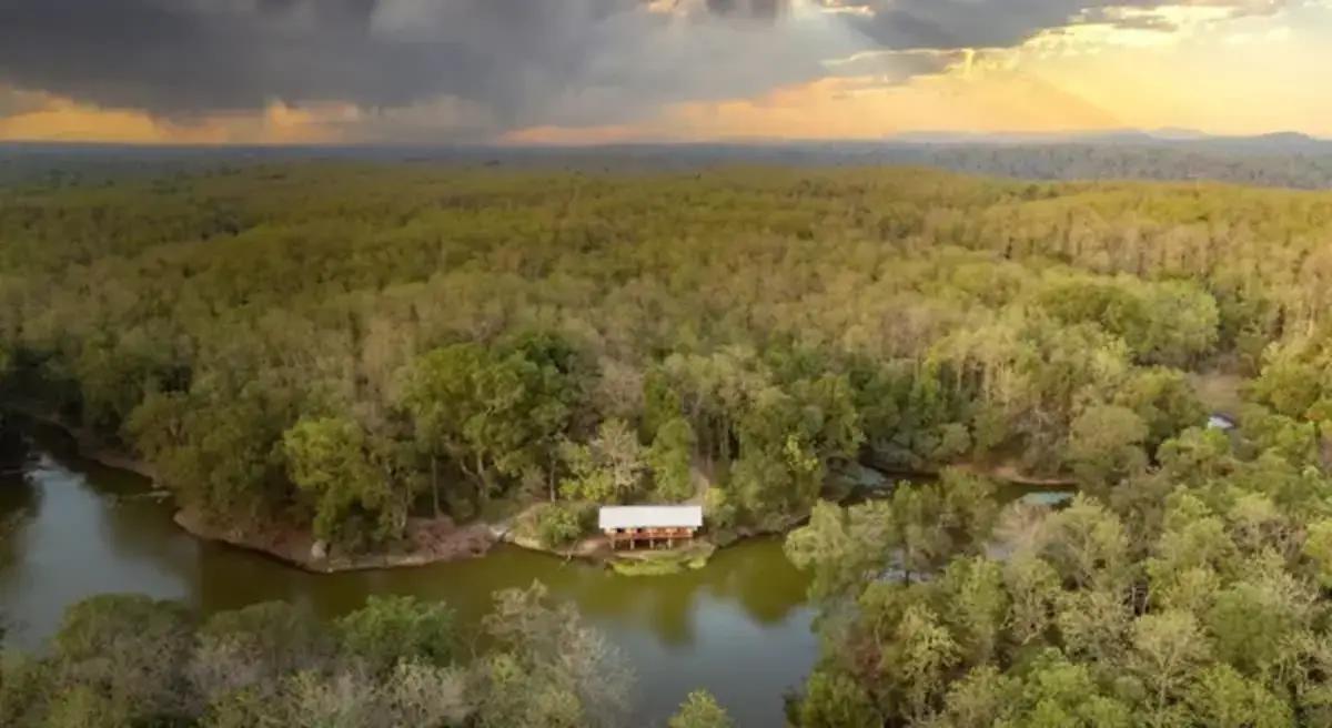 Aerial view of jungle camp